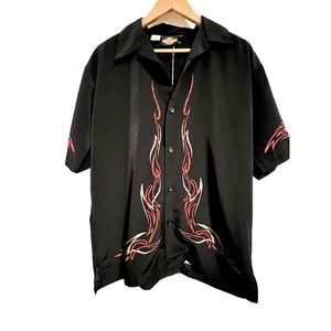 Harley Davidson Live To Ride Ride To Live Tribe Button Shirt Hawaiian VTG  2003